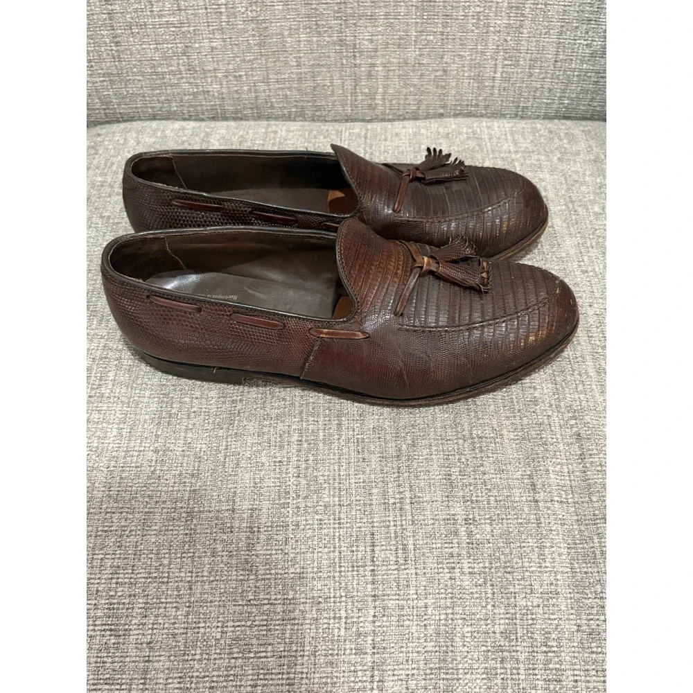 Vintage FootJoy‎ Classics Lizard Skin Tassel Loafers Brown Men's Size 9.5D